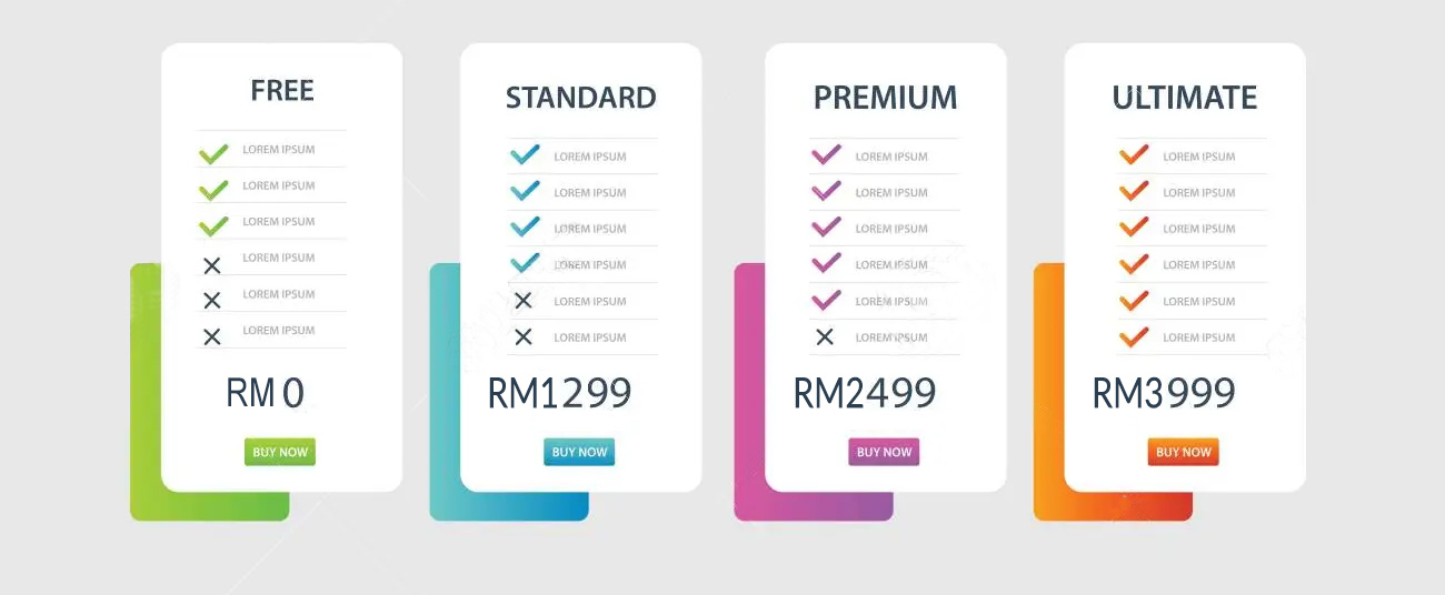 Web design price table